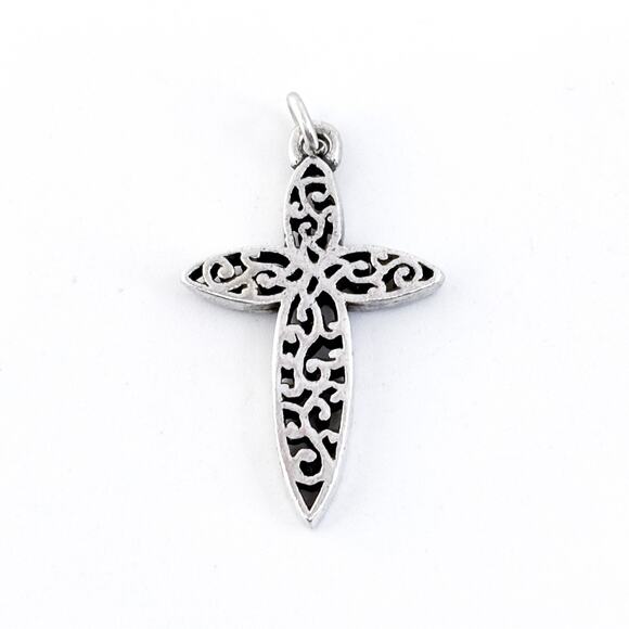 Vintage BSD Sterling Silver 925 Openwork Filigree Cross Pendant - Picture 3 of 8